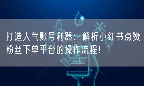 打造人气账号利器：解析小红书点赞粉丝下单平台的操作流程！