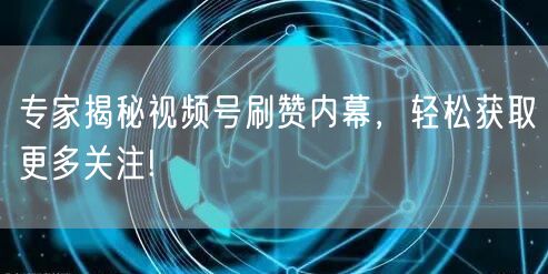 专家揭秘视频号刷赞内幕,轻松获取更多关注!