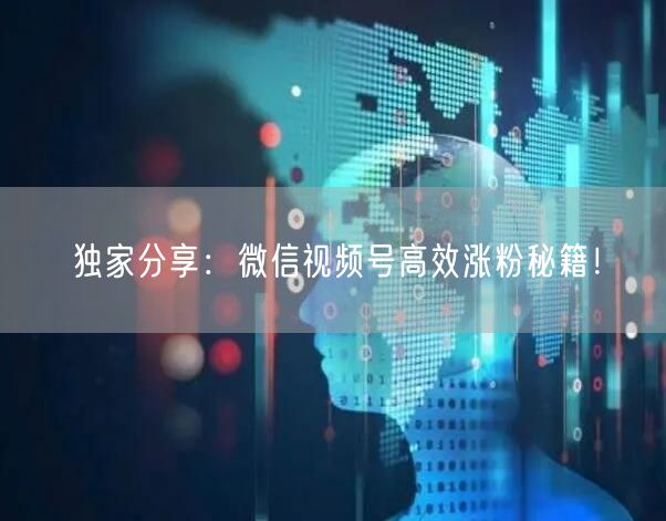 独家分享:微信视频号高效涨粉秘籍!