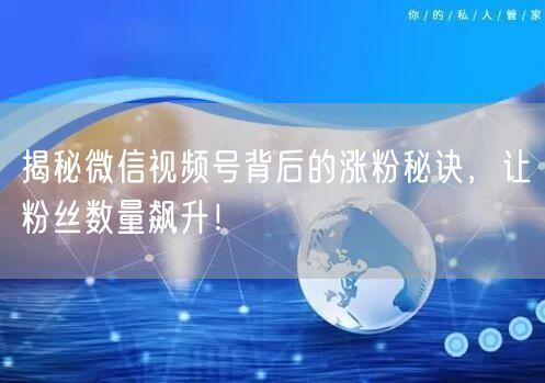 揭秘微信视频号背后的涨粉秘诀，让粉丝数量飙升！